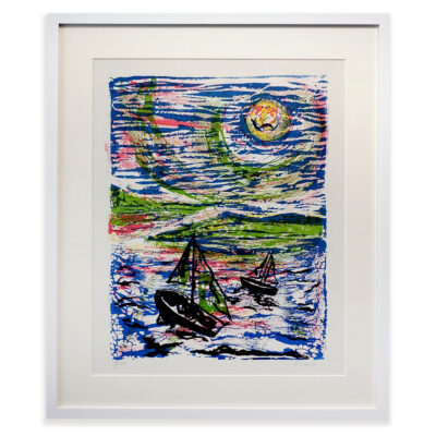 1970s A. Laurie Sailboats Silkscreen Print