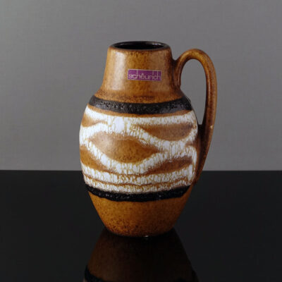 scheurich-jug-handle-striped-fat-lava-vase