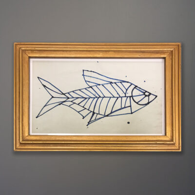 kubach-fish-drawing-gold-frame