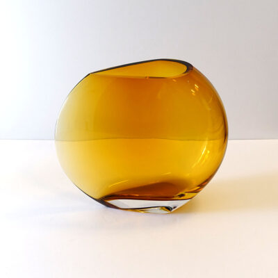 krosno-poland-large-amber-ombre-glass-vase-2