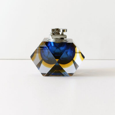 murano-faceted-block-sommerso-blue-yellow-diamond-cut-table-lighter