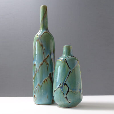 pair-ceramic-decor-vases-marbled-celadon-glaze