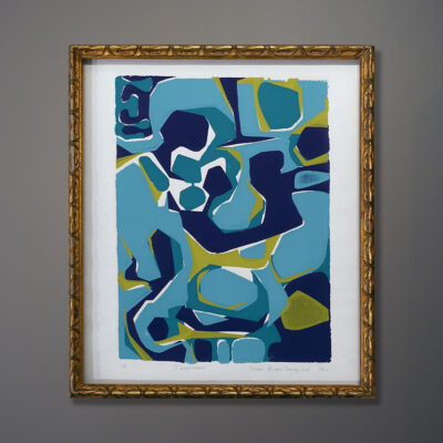 susan-orlie-blue-abstract-gold-vintage-frame