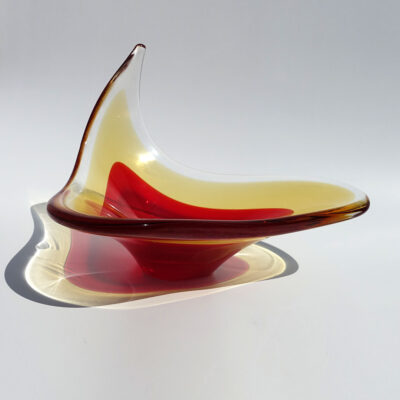 murano-style-red-yellow-pulled-art-glass-bowl