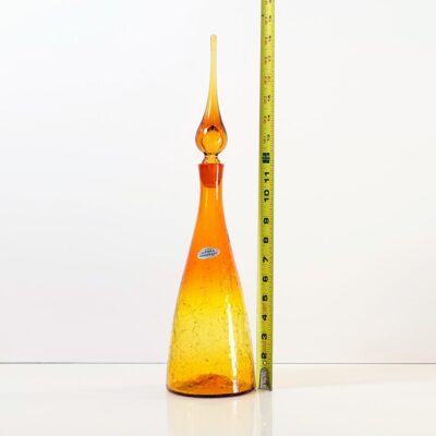 Blenko Crackle Amberina Tangerine Decanter-2