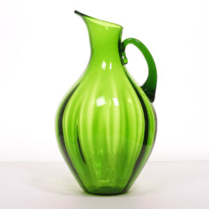 blenko-optical-ribbed-blown-glass-pitcher