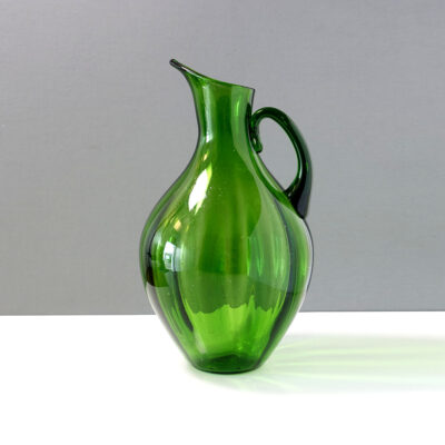 green-optical-ribbed-blown-glass-pitcher