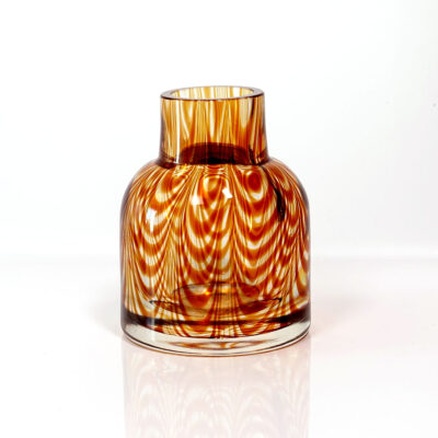 Tiger's Eye Modernist Feathered Glass Vessel