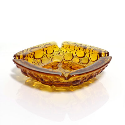 blenko-bubbles-amber-square-ashtray-dish