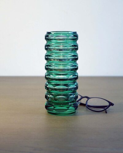 2018-036-Green-Faceted-Cut-Glass-Vase