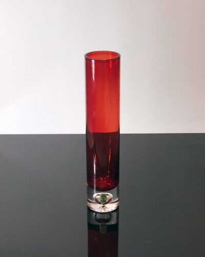 2018-438-Bo-Borgstrom-Aseda-Sweden-Tall-Red-Controlled-Bubble-Base-Vase