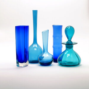 group-of-blue-blown-glass