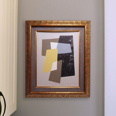 Small Abstract Painting in Vintage Swedish Frame