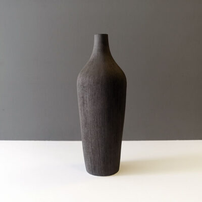 charcoal-gray-textured-stoneware-bottle-vase