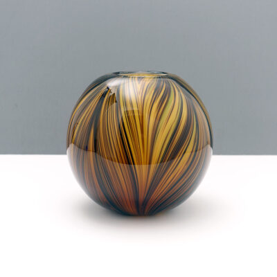 ball-shaped-swirl-earth-tone-blown-glass-vase