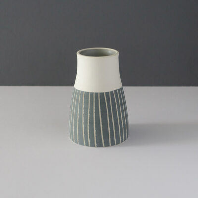 small-tapered-gray-stripe-studio-pottery-vessel