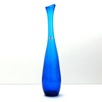 blenko-very-tall-cobalt-blue-crackle-vase