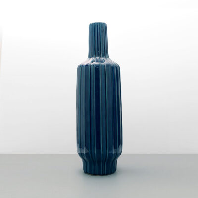 very-tall-blue-ribbed-ceramic-floor-vase