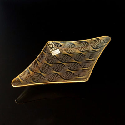 benelux-flamingo-gilt-bent-optical-art-glass-serving-dish