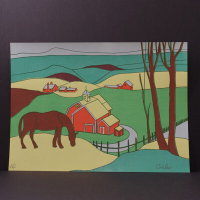 midcentury-modern-horse-farm-silkscreen-print-reid-17x22