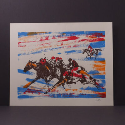 mid-century-modern-horse-race-silkscreen-print-santo-16x20