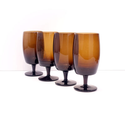 GORHAM-REIZART-blown-1960s-brown-german-stemware-7A