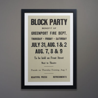 Trio of North Fork Posters Black Frames Block Party