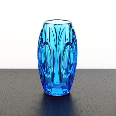 Sklo Rosice Czech Blue Lens Vase-1