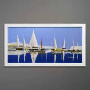 Sailboats in the Harbor by K. Hillman 26 x 14