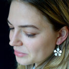 Flower Earrings Matte Sterling Silver-model-2