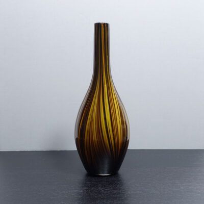 blown-glass-striped-cased-brown-amber-bottle-vase