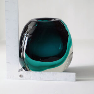 Tri-color Sommerso Aqua Art Glass Vase