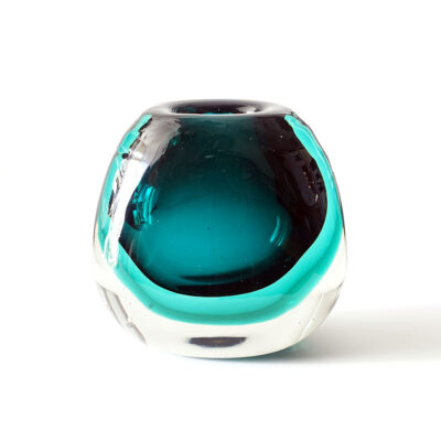 Tri-color Sommerso Aqua Art Glass Vase