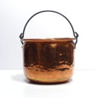 19th C English Handled Hammered Copper Caldron