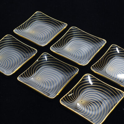 Gold Bent Glass Swirl Dish Set Denmark-2