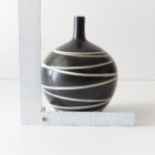 Bold Black White Striped Ceramic Vase-2