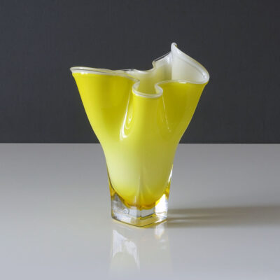 Czech Tango Cased Glass Yellow Handkerchief