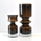 Riihimäen Lasi Finland-pair-brown-vases