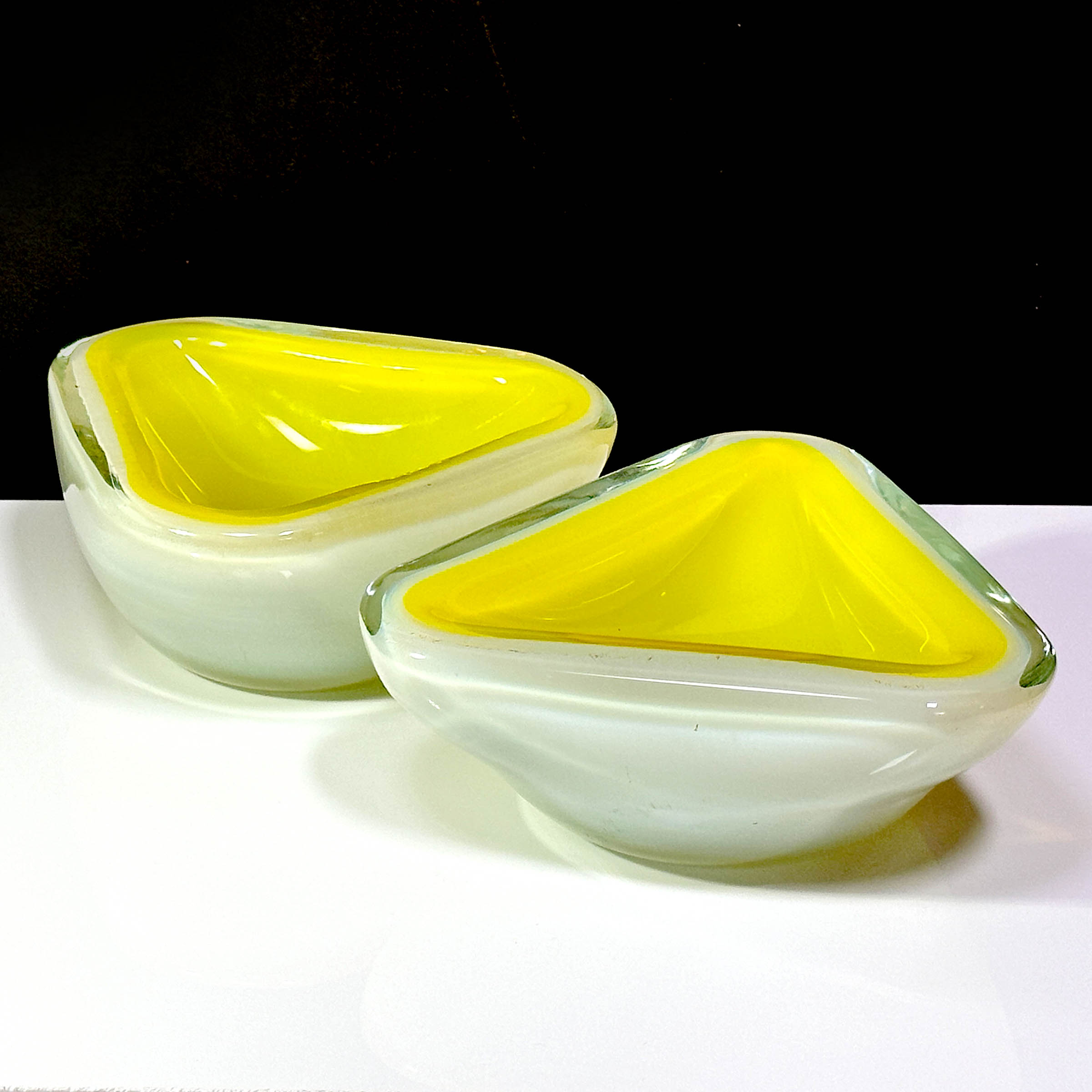 Lemon Yellow Cased Art Glass Bowl-1