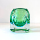 Tri-color Sommerso Art Glass Votive Holder