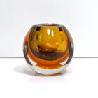 Tri-color Round Art Glass Votive Holder