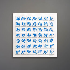 Deep Emboss Blue On White Monoprint 14 x 14