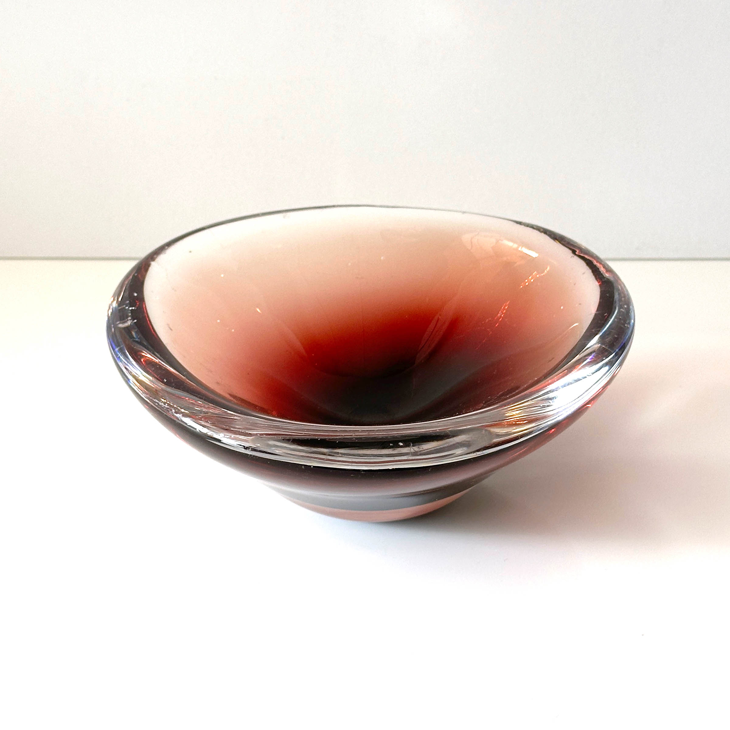 Heavy Ombre Red Art Glass Bowl-2