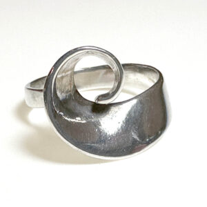 Large Sterling Organic Swirl 1970s Ring