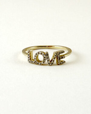Solid 14K Yellow Gold LOVE Ring Diamonds