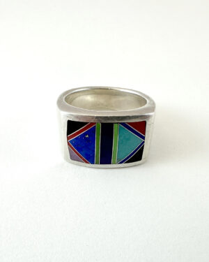 Men's Sterling Gemstone Inlay Ring