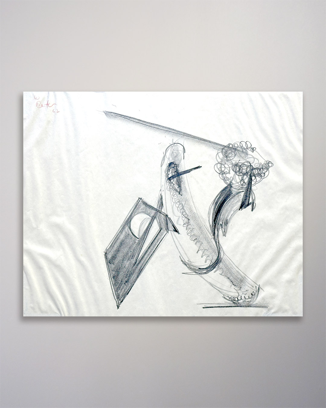 Bob Berks Original 1962 Graphite Drawing 13 x 16-7