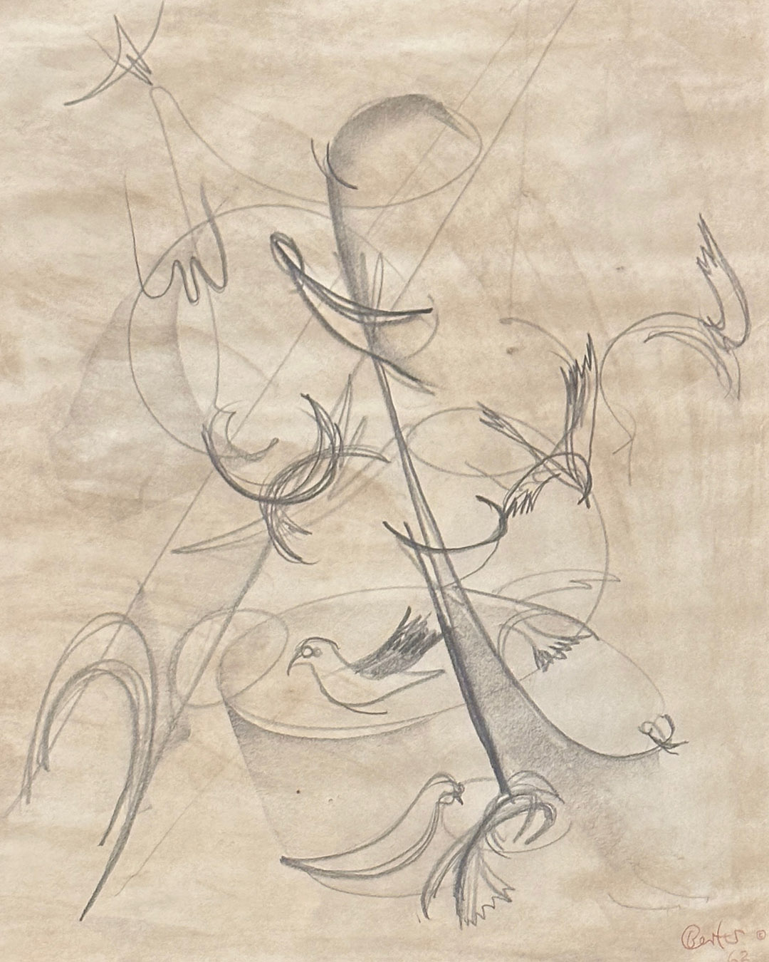 Bob Berks Original 1962 Graphite Drawing Series 18 x 21-8