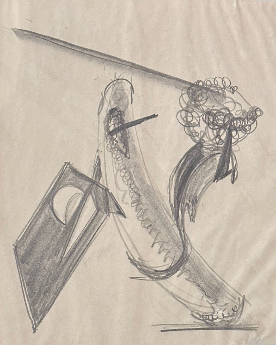 Bob Berks Original 1962 Graphite Drawing Series 18 x 21-8