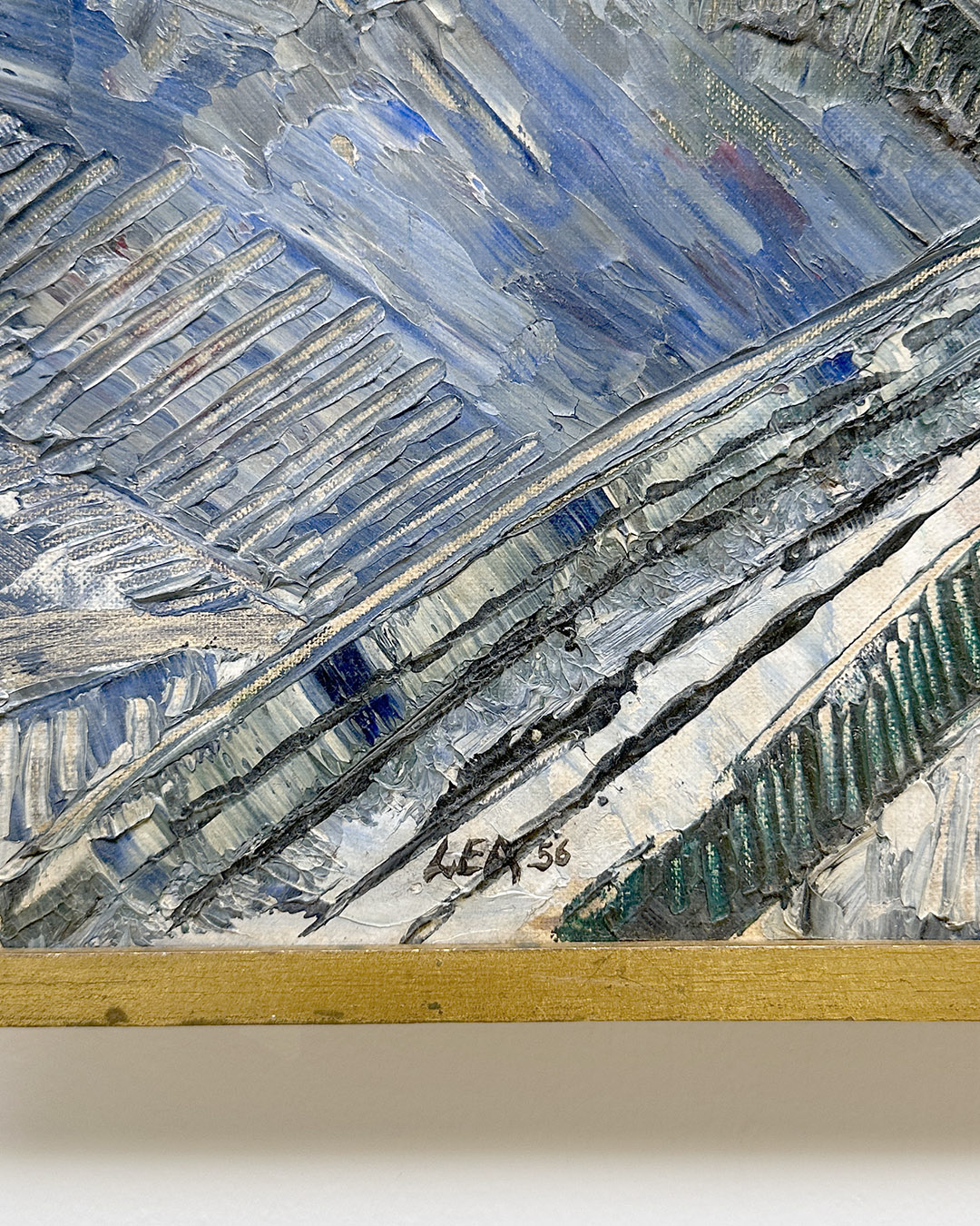Original 1956 Cubist Painting Guitar Wesley Lea- 1